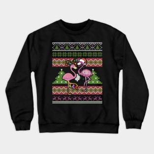 Merry Christmas Hat Santa Flamingo Light Snow Xmas Pajamas Crewneck Sweatshirt